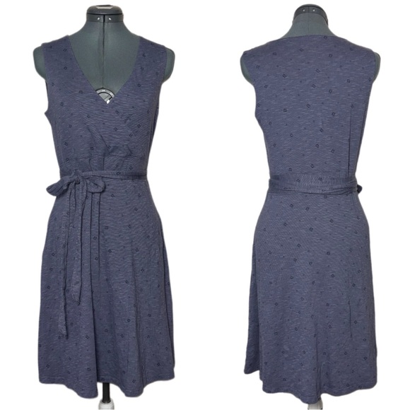 Toad and Co. Cue Wrap Sleeveless Dress Women's Size Medium V-neck Blue - Picture 1 of 16